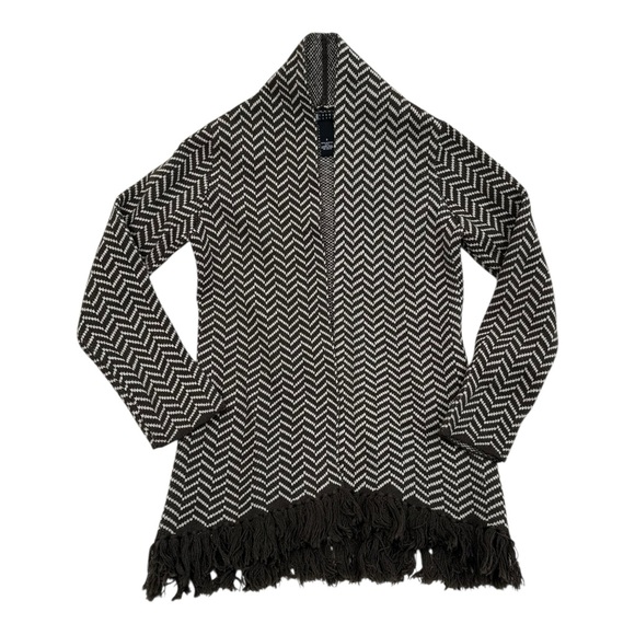 Carole Little Sweaters - Carol Little Brown Knit Open Front Cardigan with Fringe - Womens Size Small